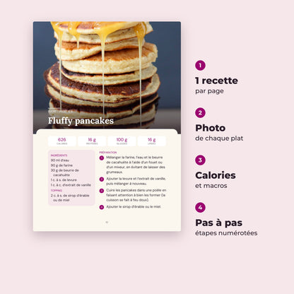 Exemple de recette avec photo, calories et macros